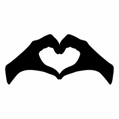Fototapeta premium Two hands forming a heart shape expressing love, care, and connection silhouette