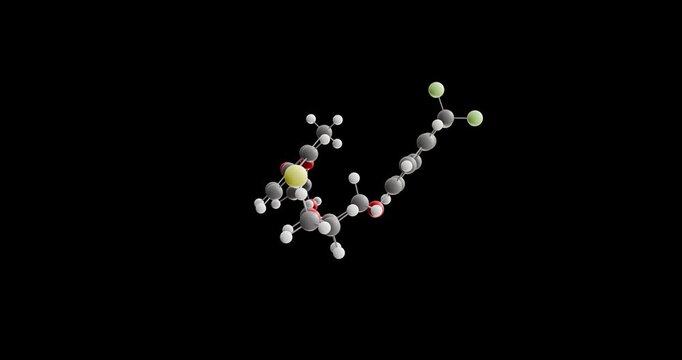 Seladelpar molecule, rotating 3D model of ppar-delta receptor agonist, looped video on a black background
