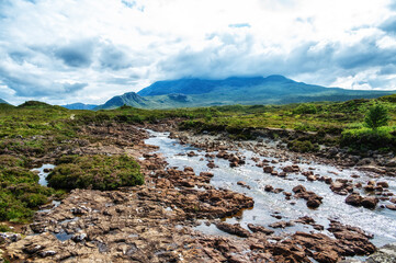 View of Sligachan on the Isle of Skye, Scotland.