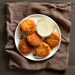 Breaded fish cakes from mashed potato and minced fish