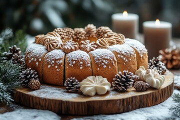 Cake with icing on top.