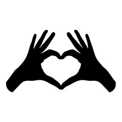 Obraz premium Two hands forming a heart shape in silhouette against a white background