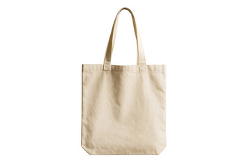 Minimal beige cotton tote bag with handles, isolated style on white background, concept of eco design, clean layout, reusable environment item. Ai generative.