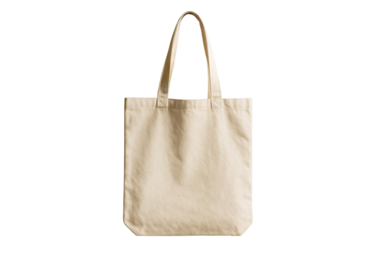 Minimal beige cotton tote bag with handles, isolated style on white background, concept of eco design, clean layout, reusable environment item. Ai generative.