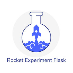 Rocket Experiment Flask Vector Icon with Editable Stroke