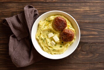 Mashed potatoes with minced meat cutlet