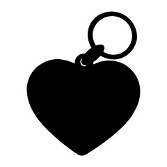 Obraz premium Heart shaped keychain silhouette with a keyring on a white background