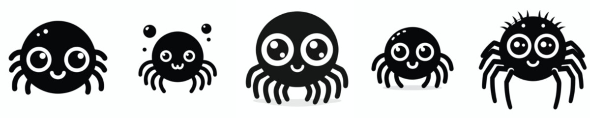 black and white vector cute halloween spider