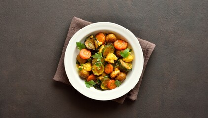 Stewed vegetables on plate