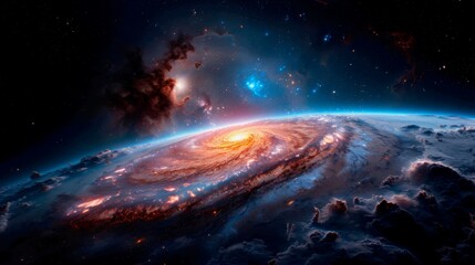 Fototapeta premium A top-down view of a galaxy that uncannily resembles a Christmas wreat