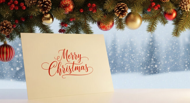 Tarjeta de navidad bajo el arbol