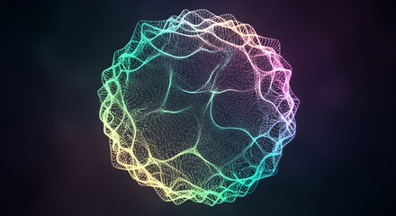 Abstract Waveform Sphere Digital Network Colorful Gradient Copy Space