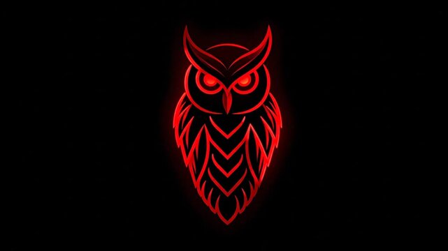 Glowing red owl silhouette against black background for conceptual design