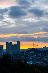 sunset over the city