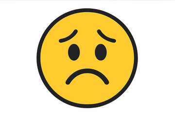 Fototapeta premium Sad emoticon vector icon. Unhappy face emoji expressing sadness, depression, and disappointment. Social media graphic. Bad feedback, negative review concept. Isolated illustration.