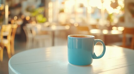 Fototapeta premium Cozy Coffee Experience in a Bright Café Setting