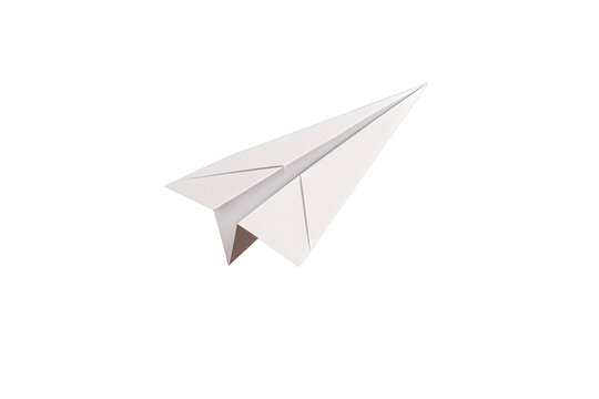 White paper airplane isolated in closeup on white background, minimalistic light style, abstract concept of creativity and communication. Ai generative