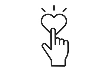 Obraz premium Hand pointer clicking heart icon. Social media like button symbol. Love, favorite and follow concept for web and app interface. User engagement and feedback vector illustration.