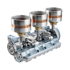Three Cylinder Engine Internal Components Detailed View