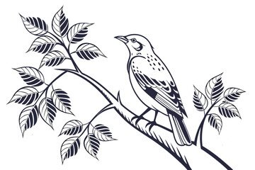 Coastal Lighthouse Landscape with Bare Tree and Seabird Silhouette Vector