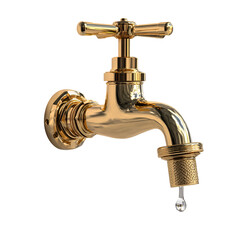 Golden faucet dripping water luxury plumbing