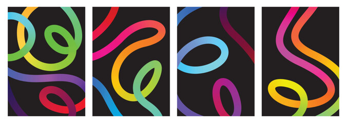Abstract colorful line background. Wavy gradient line pattern. Dynamic striped shape design. Vector illustration.