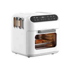White Air Fryer Cooking Bread Digital Display
