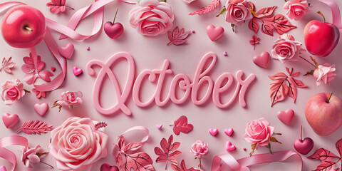 october pink ribbon awareness concept