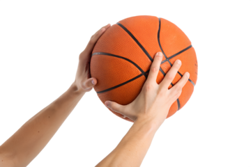 Basketball held by two hands