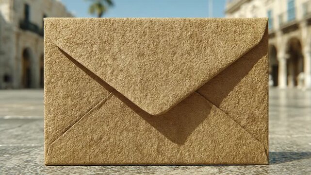 Beige envelope outdoors