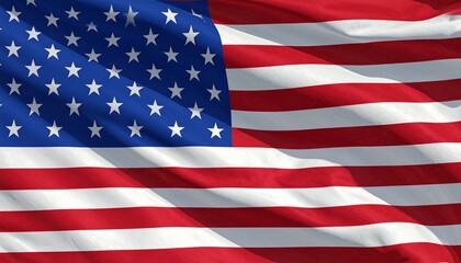 Obraz premium United States flag with thirteen red and white horizontal stripes and blue canton featuring fifty white stars. Symbolizes national unity, identity, and historical significance on plain background.