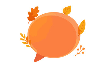 Autumn sale promo design with a translucent speech bubble for text. Fall leaves frame. Seasonal discount banner concept. Vector illustration on a transparent background.