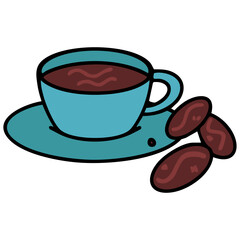 traditional brazilian coffee with beans by side