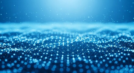 Abstract blue digital data and network connection pixel background