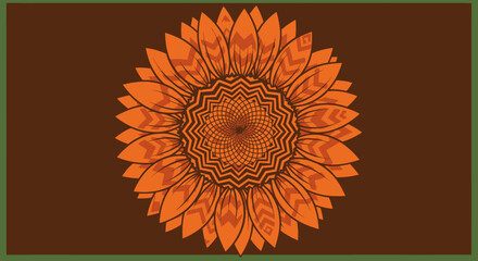Stylized sunflower pattern, warm palette, geometric details