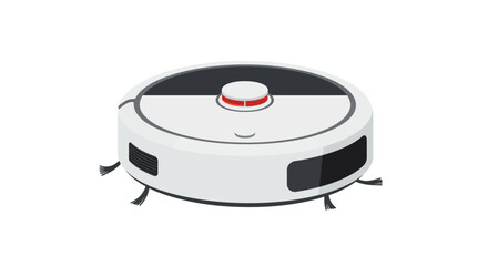 Modern White Robot Vacuum Cleaner with Side Brushes.