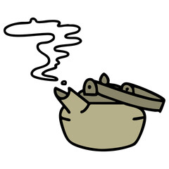 a hot japanese teapot steaming