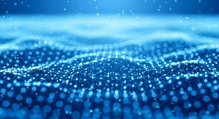 Abstract blue digital wave background with dot and line connection concept