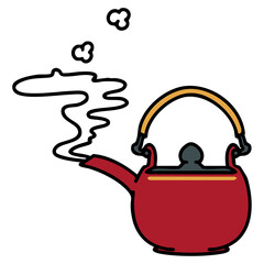 a traditional japanese tea pot with steam