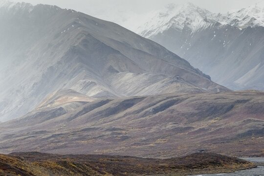 Mountain range, Polychrome Range, Denali National Park, Alaska, USA