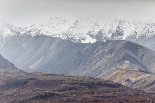 Mountain range, Polychrome Range, Denali National Park, Alaska, USA
