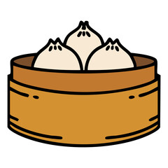 japanese dumplings in circular steamer