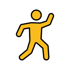 a simple yellow figure of a person in a dynamic running pose