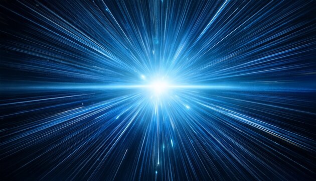 Bright Radiating Blue Light Bursts Outwards In Space - Powered by Adobe