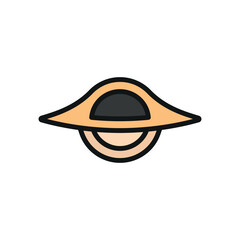 Black hole icon in color with line style for astronomy, cosmic, and stellar visuals.
