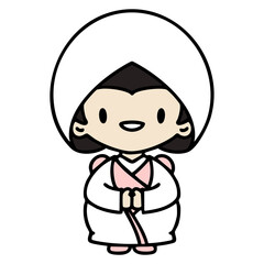 happy japanese woman in traditional bridal outfit