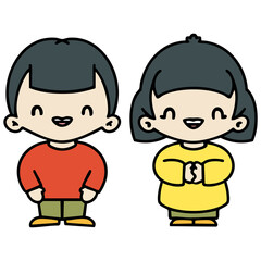 happy japanese couple standing together