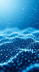 Abstract blue digital wave with connected dots, technology background concept