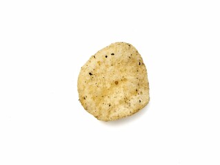 Seaweed flavored potato chips isolated on white background 