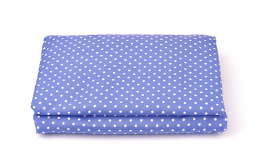 Folded blue cotton bedsheet